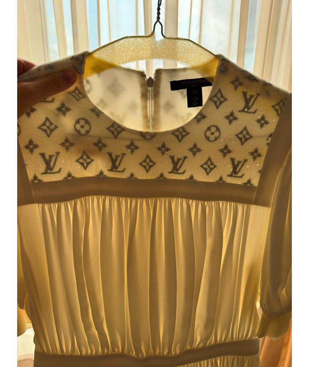LOUIS VUITTON Белое шелковое повседневное платье, фото 2