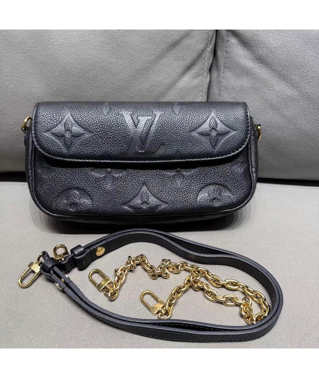 LOUIS VUITTON Черная кожаная сумка через плечо, фото 9
