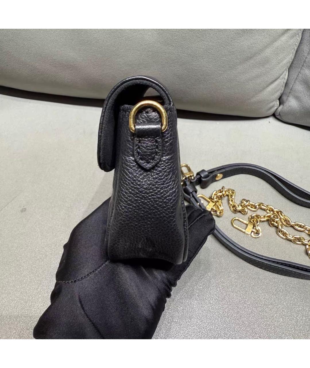 LOUIS VUITTON Черная кожаная сумка через плечо, фото 3