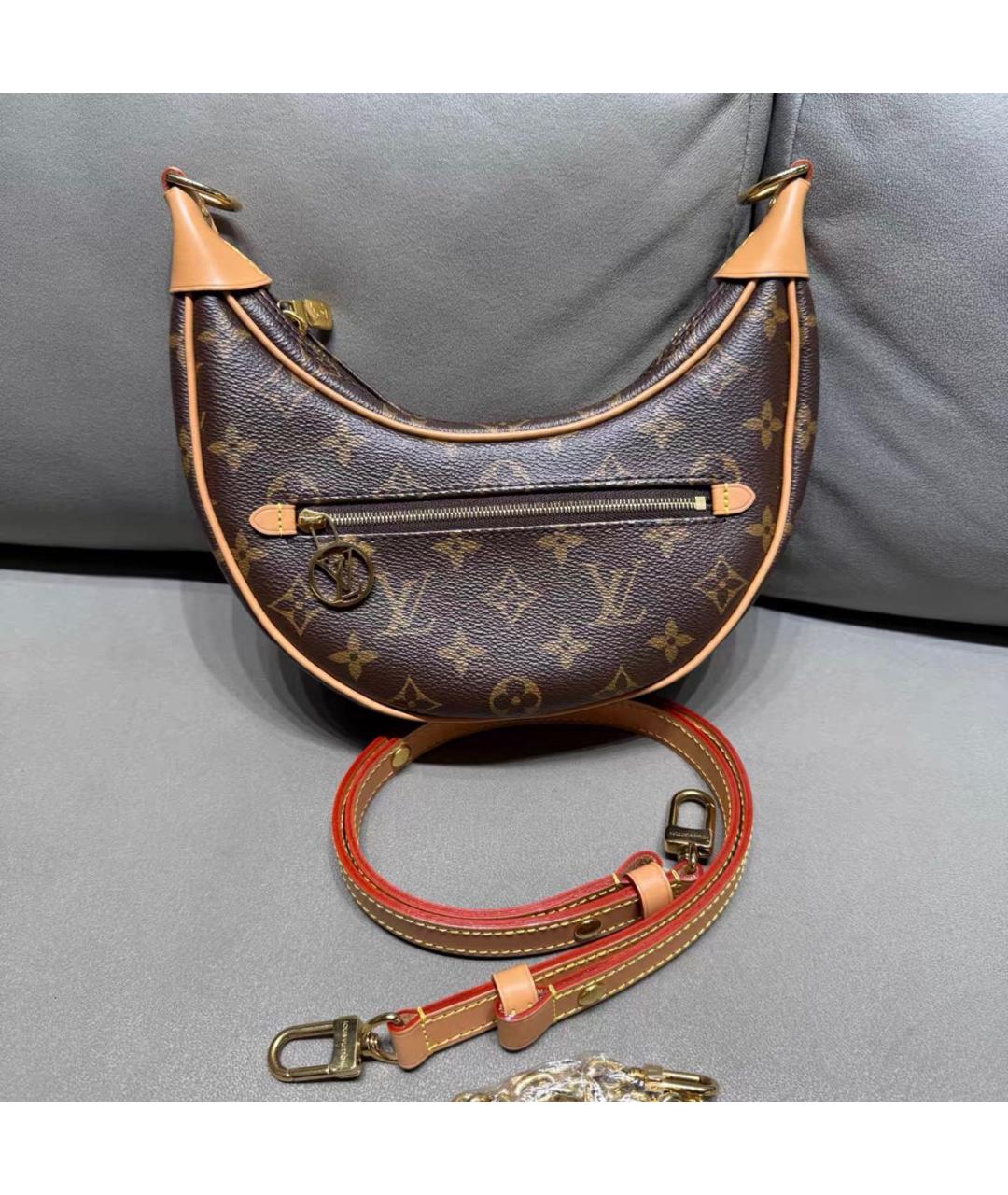 LOUIS VUITTON Коричневая кожаная сумка через плечо, фото 8