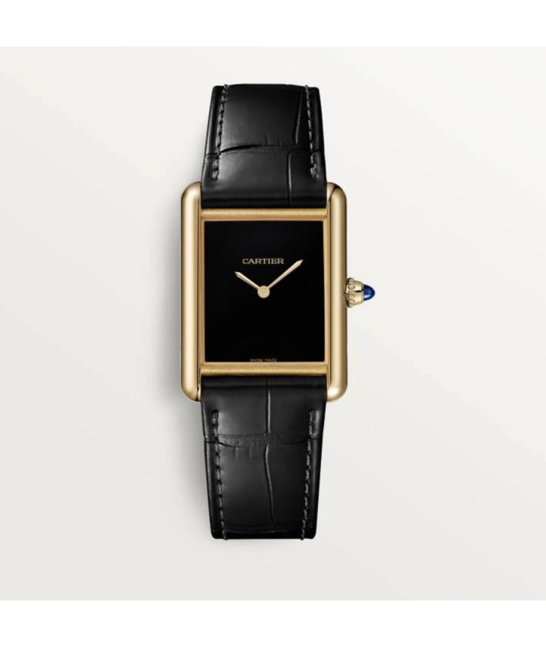 CARTIER Черные часы из желтого золота, фото 4