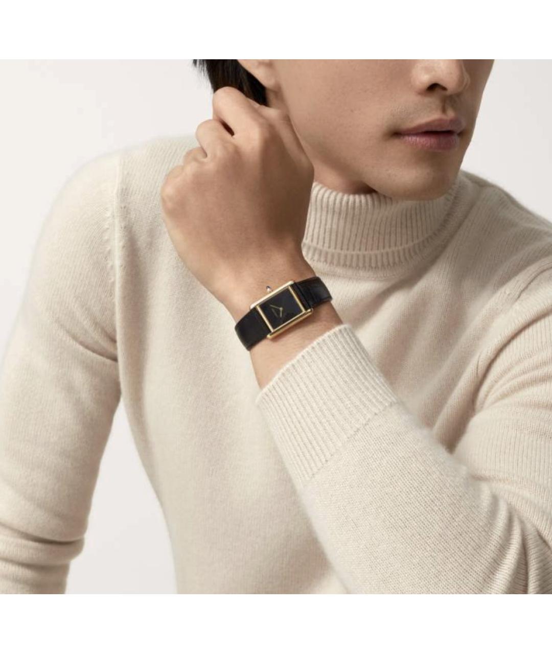 CARTIER Черные часы из желтого золота, фото 2