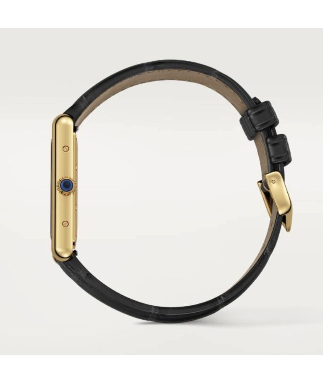 CARTIER Черные часы из желтого золота, фото 3