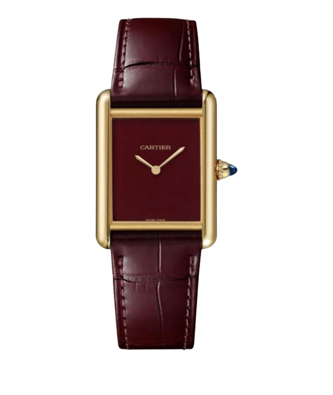 CARTIER Бордовые часы из желтого золота, фото 1