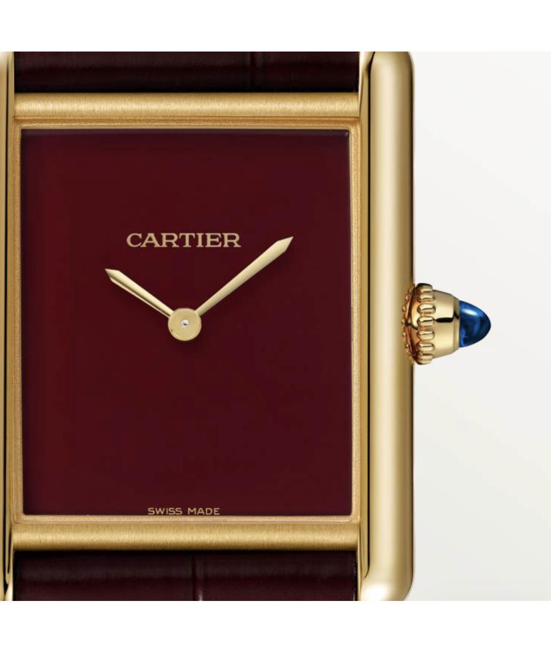 CARTIER Бордовые часы из желтого золота, фото 2