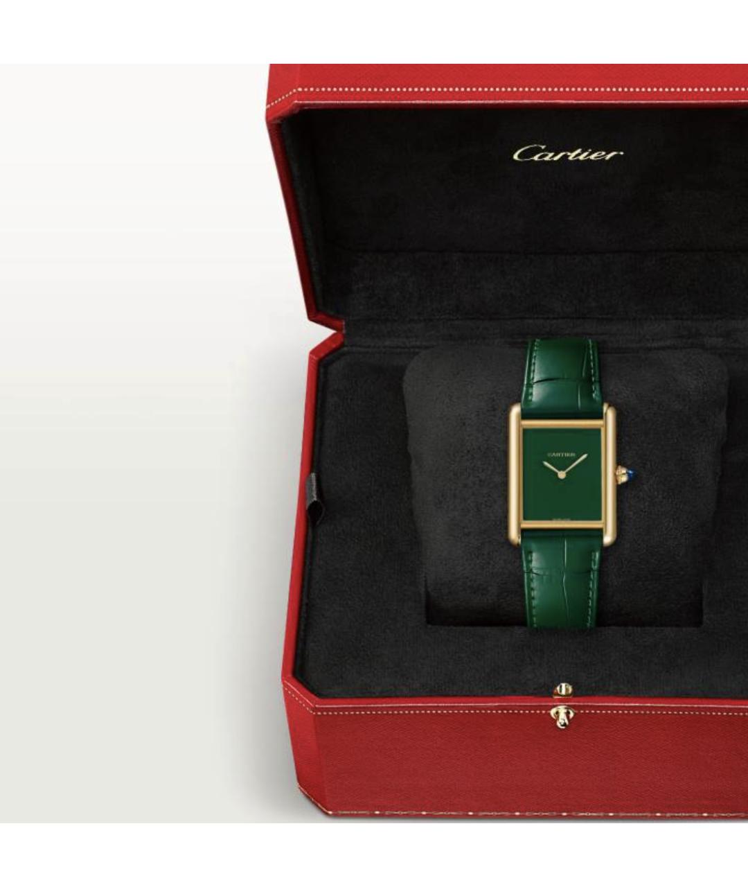 CARTIER Зеленые часы из желтого золота, фото 3