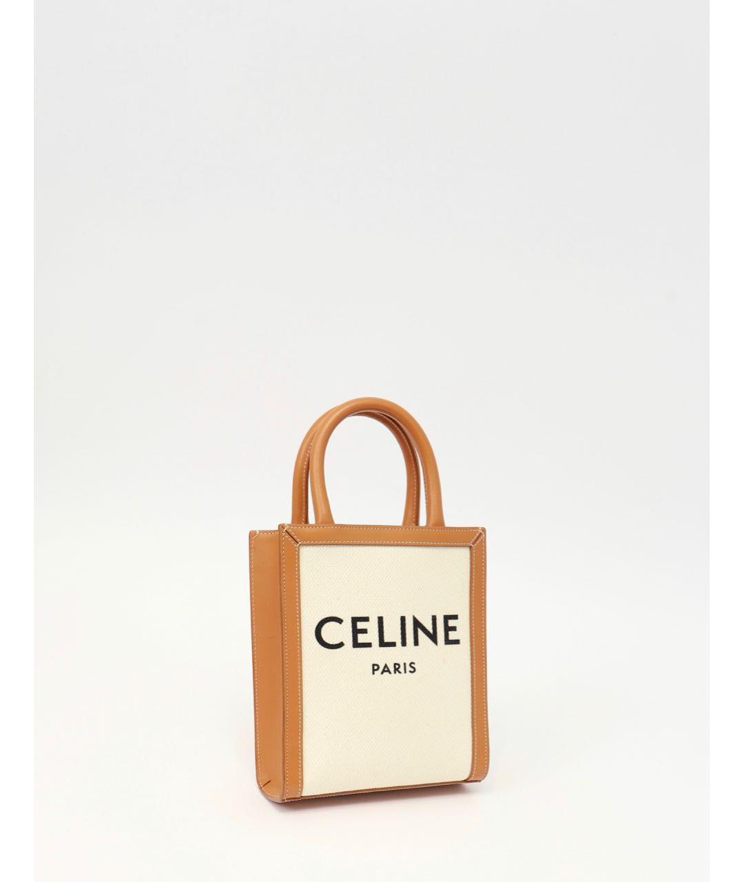 CELINE Бежевая кожаная пляжная сумка, фото 2
