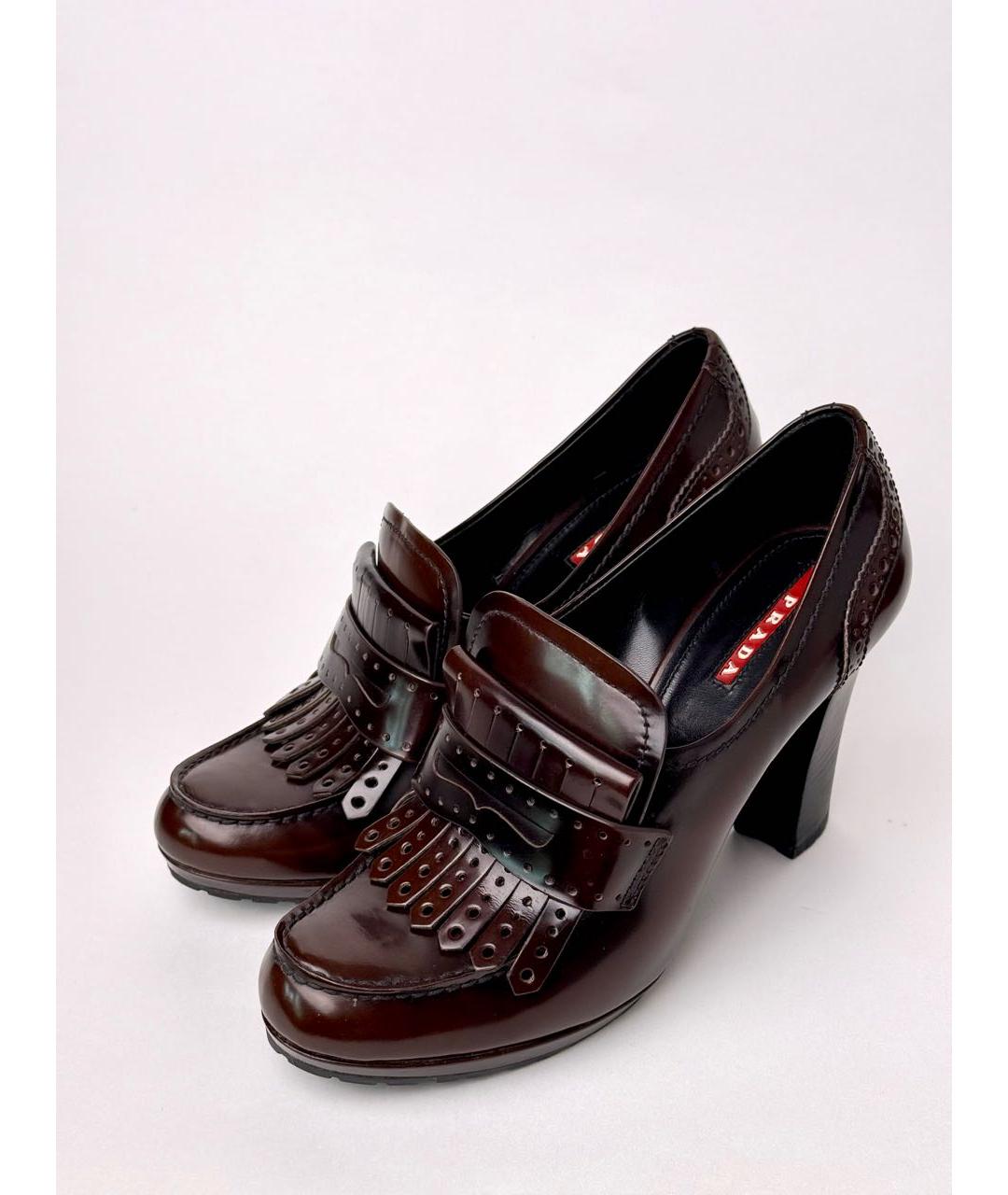 PRADA Коричневые кожаные туфли, фото 5