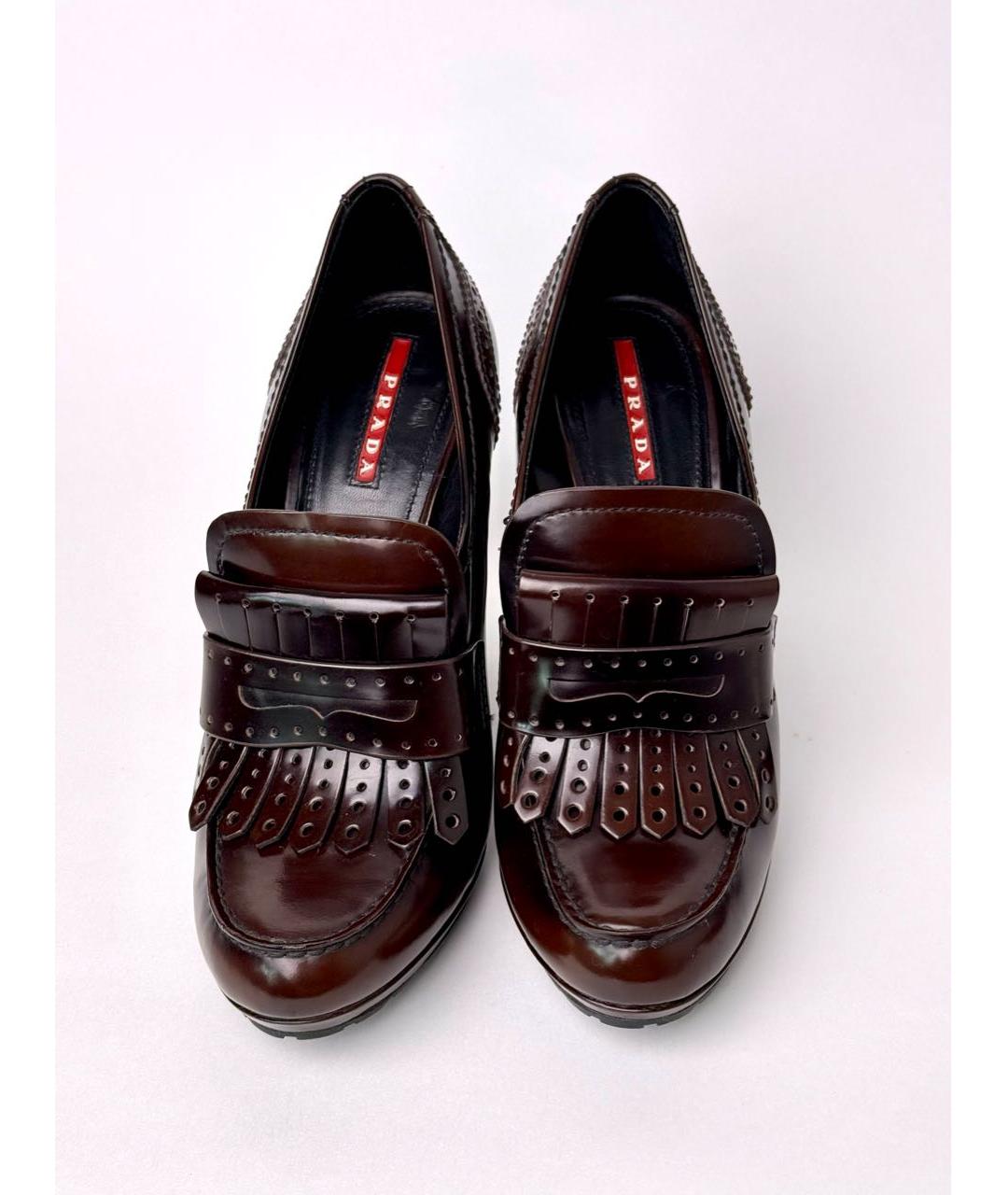 PRADA Коричневые кожаные туфли, фото 3
