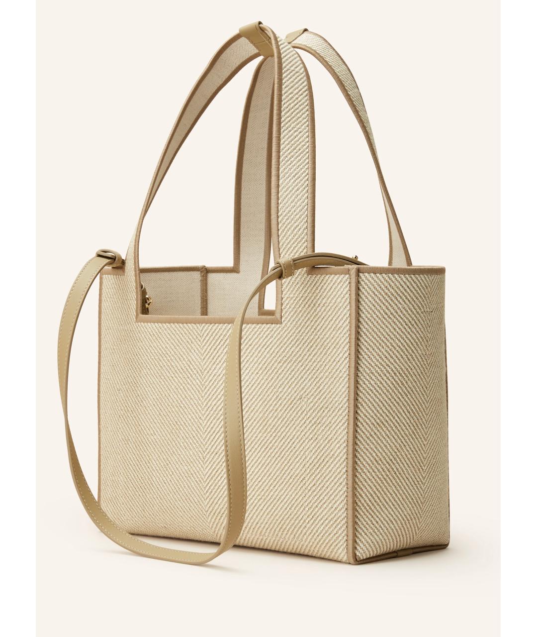 LOEWE Бежевая тканевая сумка тоут, фото 5