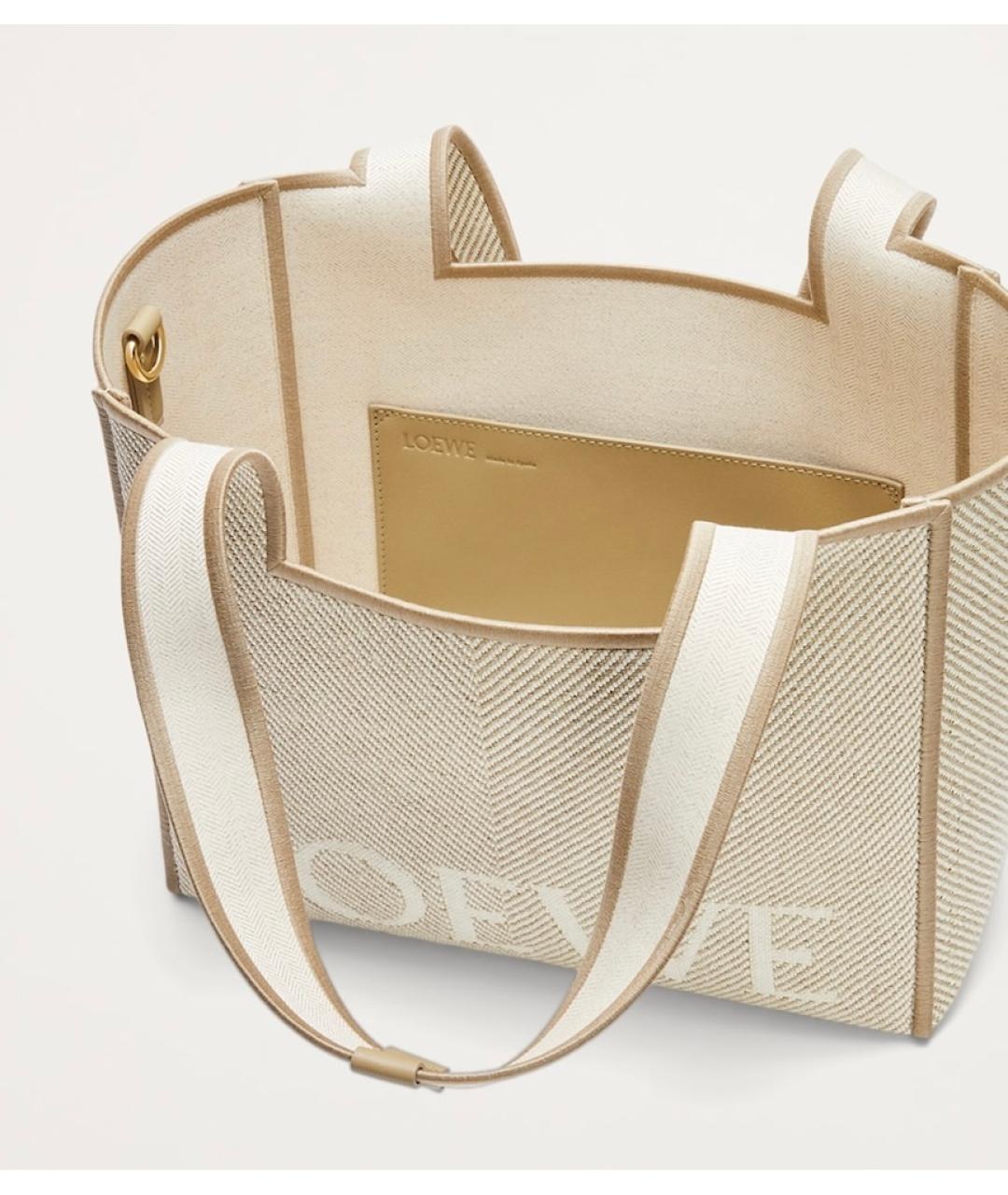LOEWE Бежевая тканевая сумка тоут, фото 6