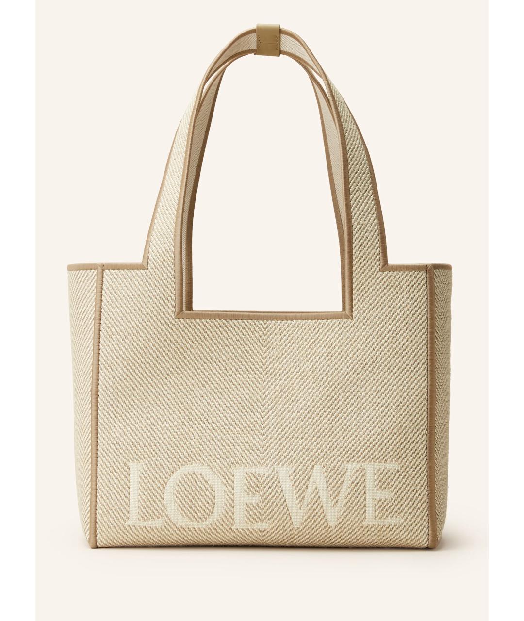 LOEWE Бежевая тканевая сумка тоут, фото 3