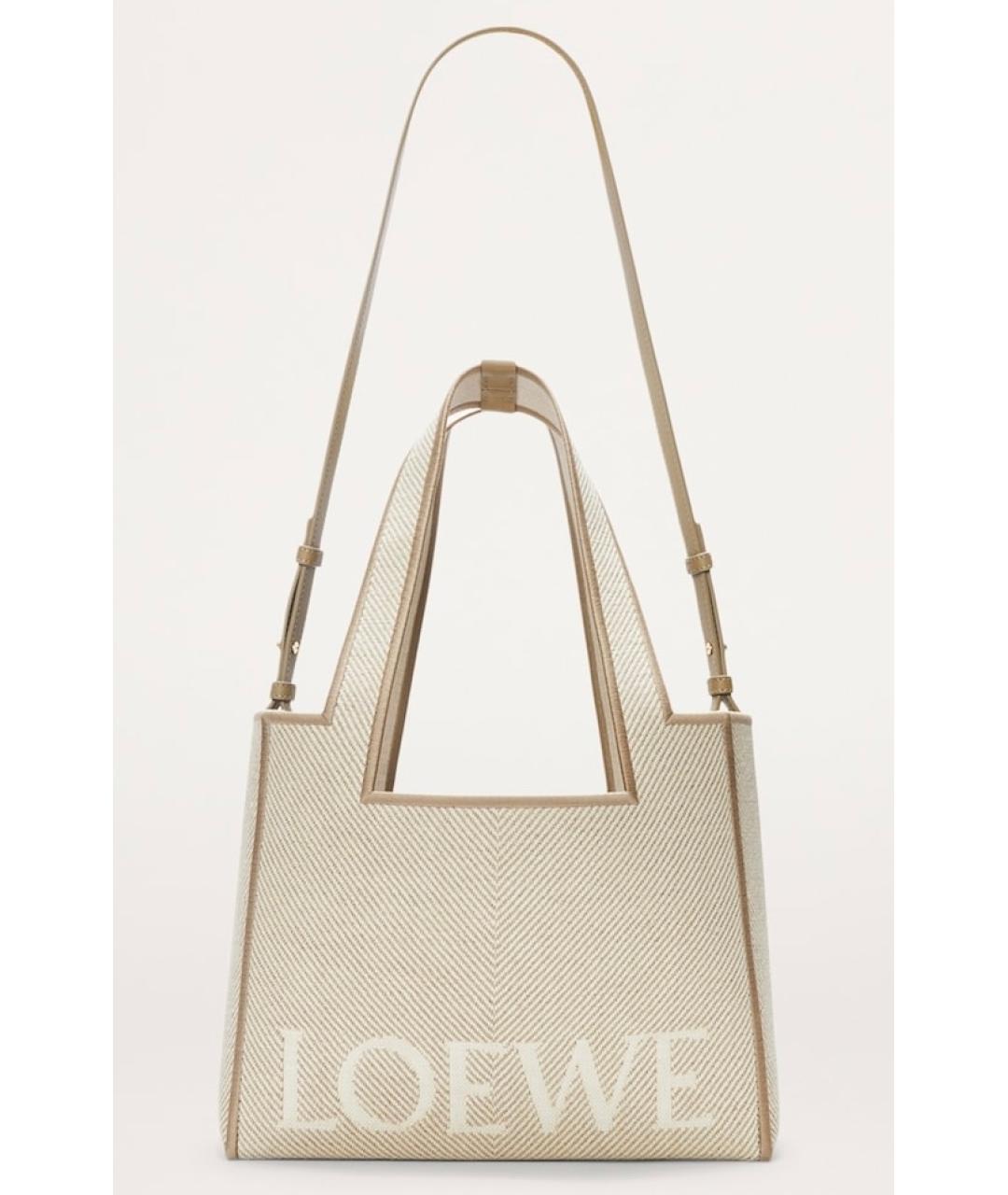 LOEWE Бежевая тканевая сумка тоут, фото 7