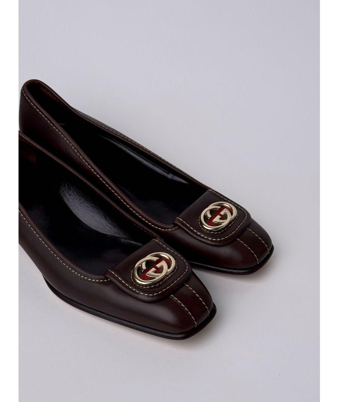 GUCCI Коричневые кожаные туфли, фото 5