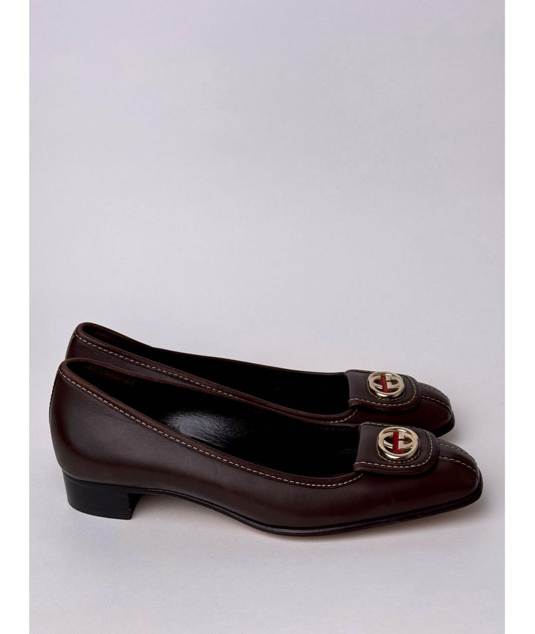 GUCCI Коричневые кожаные туфли, фото 7