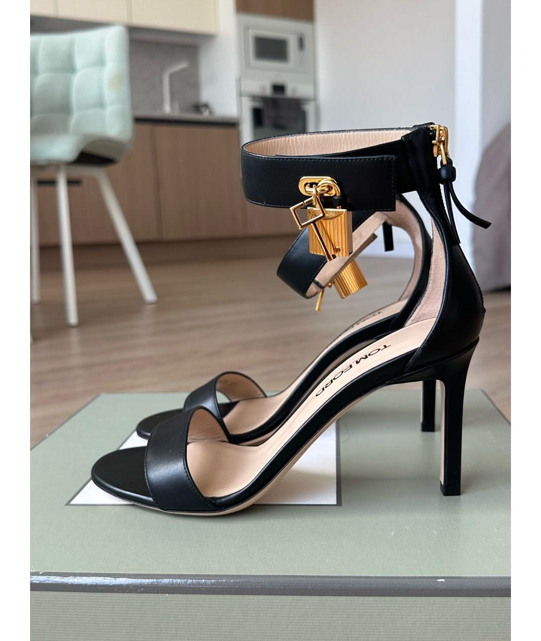 TOM FORD Черные кожаные босоножки, фото 9
