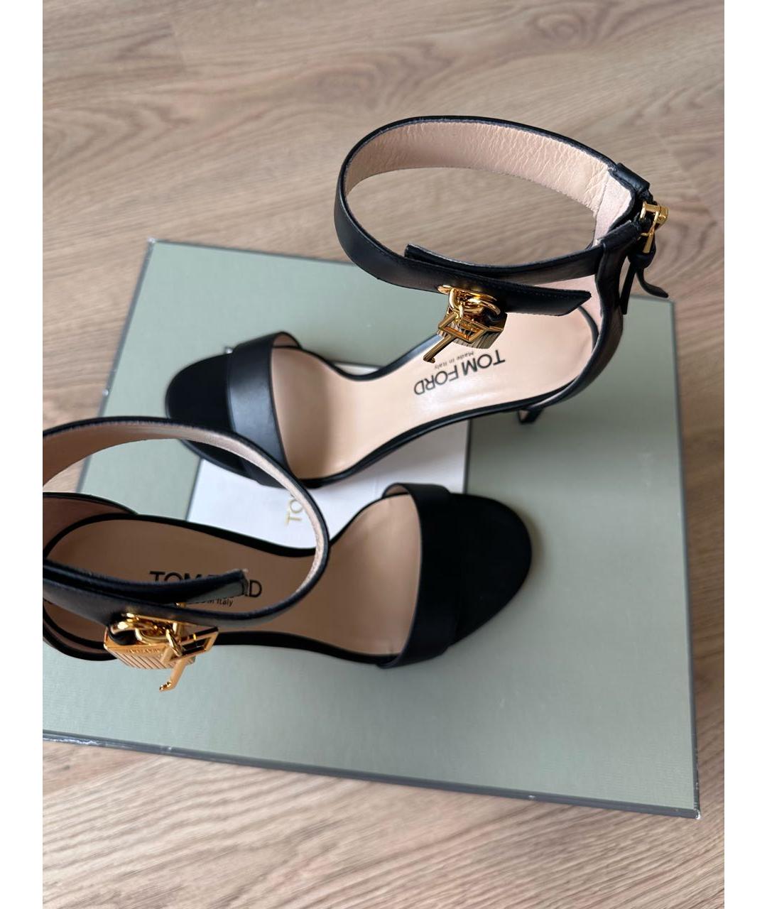 TOM FORD Черные кожаные босоножки, фото 5