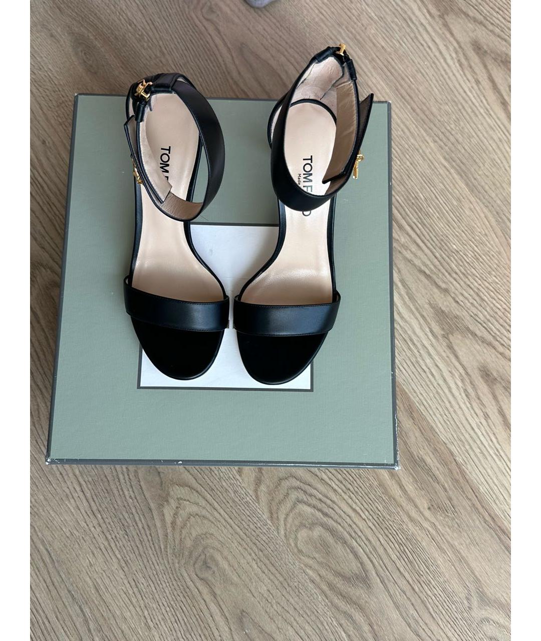 TOM FORD Черные кожаные босоножки, фото 6