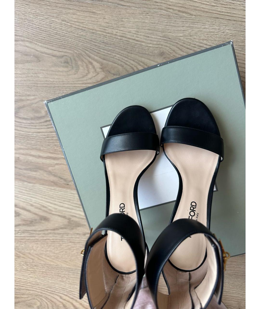 TOM FORD Черные кожаные босоножки, фото 3