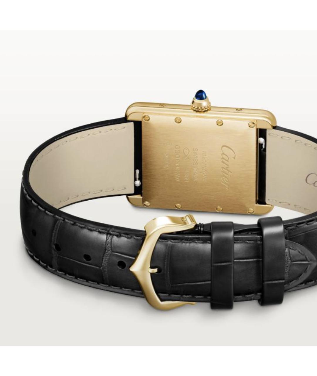CARTIER Черные часы из желтого золота, фото 3