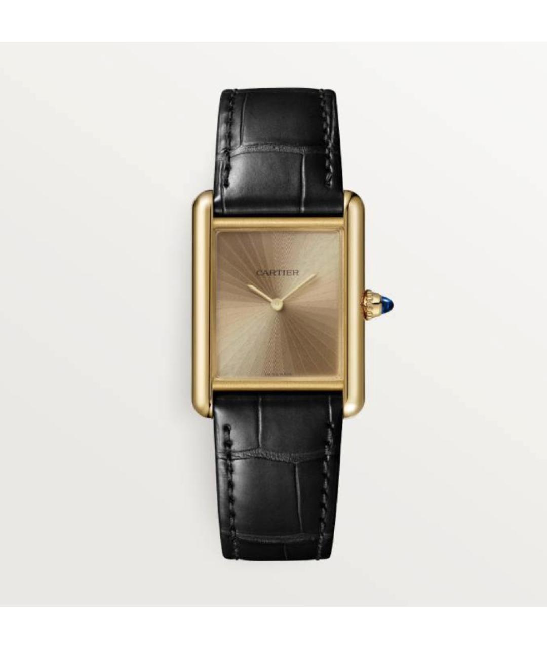 CARTIER Черные часы из желтого золота, фото 4