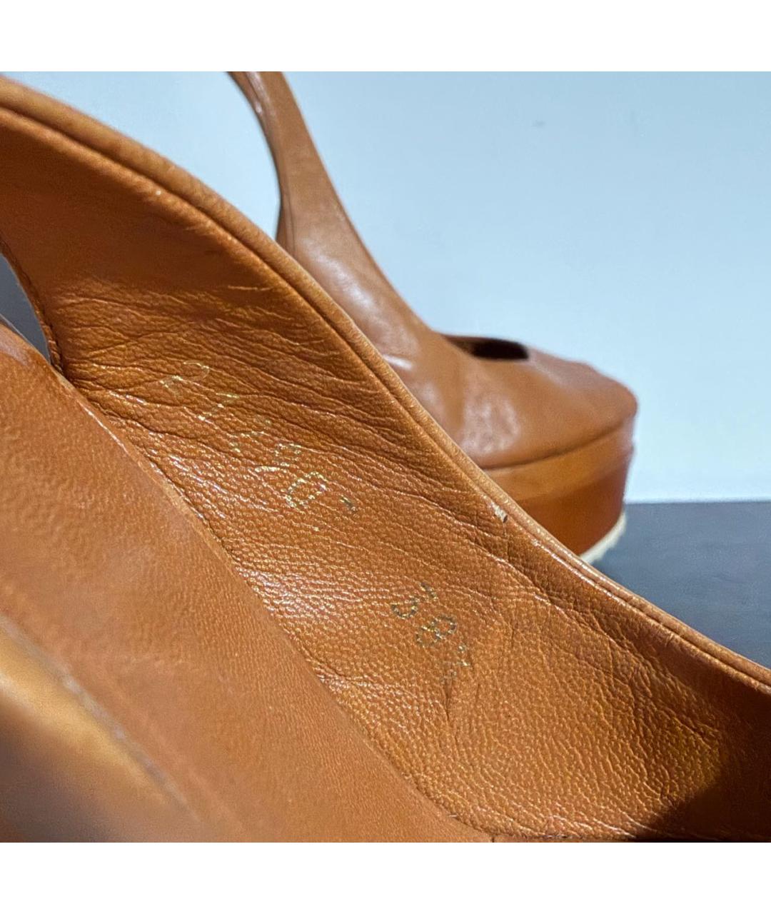 GUCCI Коричневые кожаные босоножки, фото 7