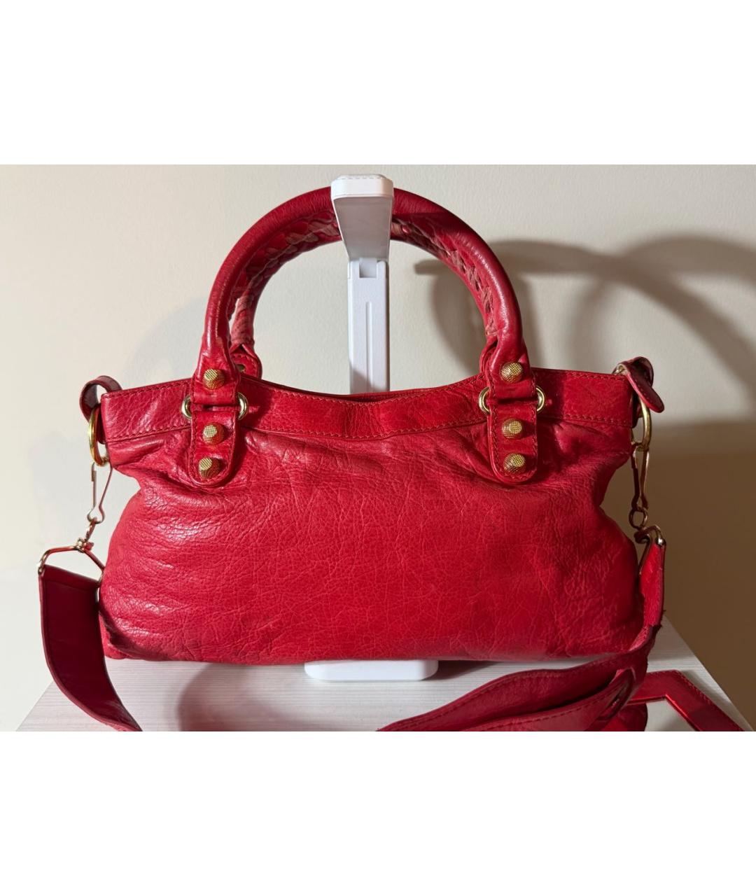 BALENCIAGA Красная кожаная сумка через плечо, фото 3