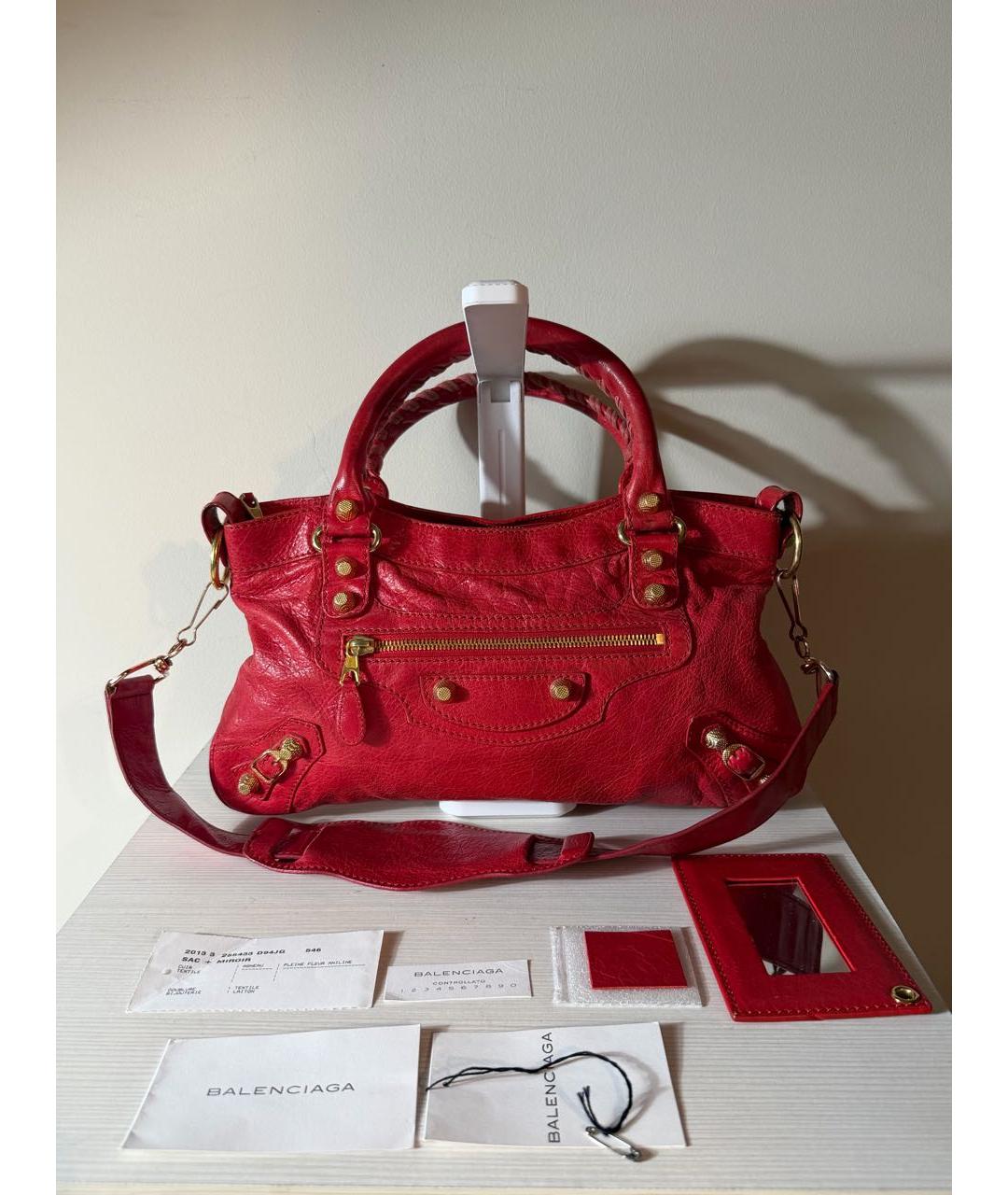 BALENCIAGA Красная кожаная сумка через плечо, фото 9