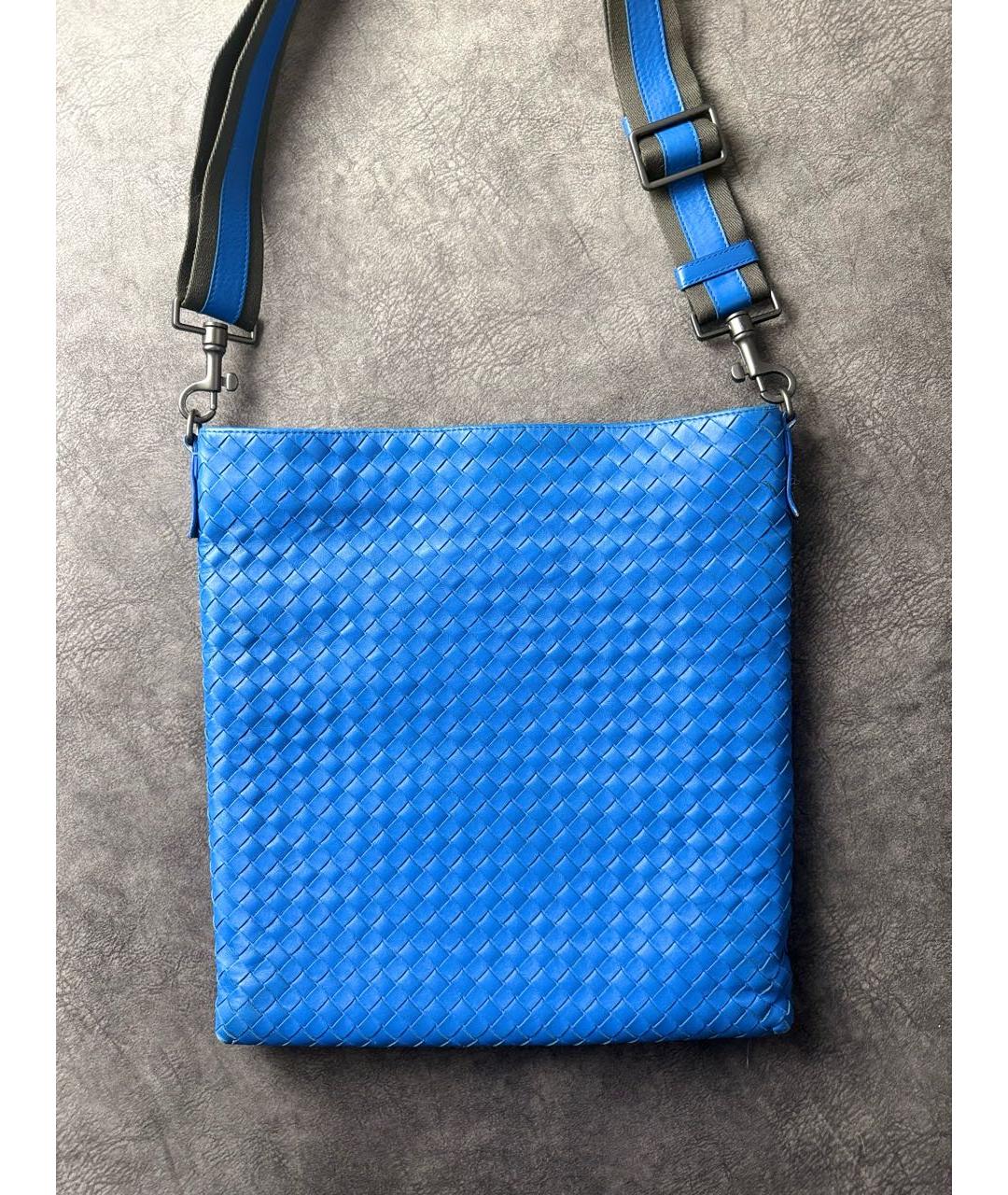 BOTTEGA VENETA Синяя кожаная сумка на плечо, фото 9