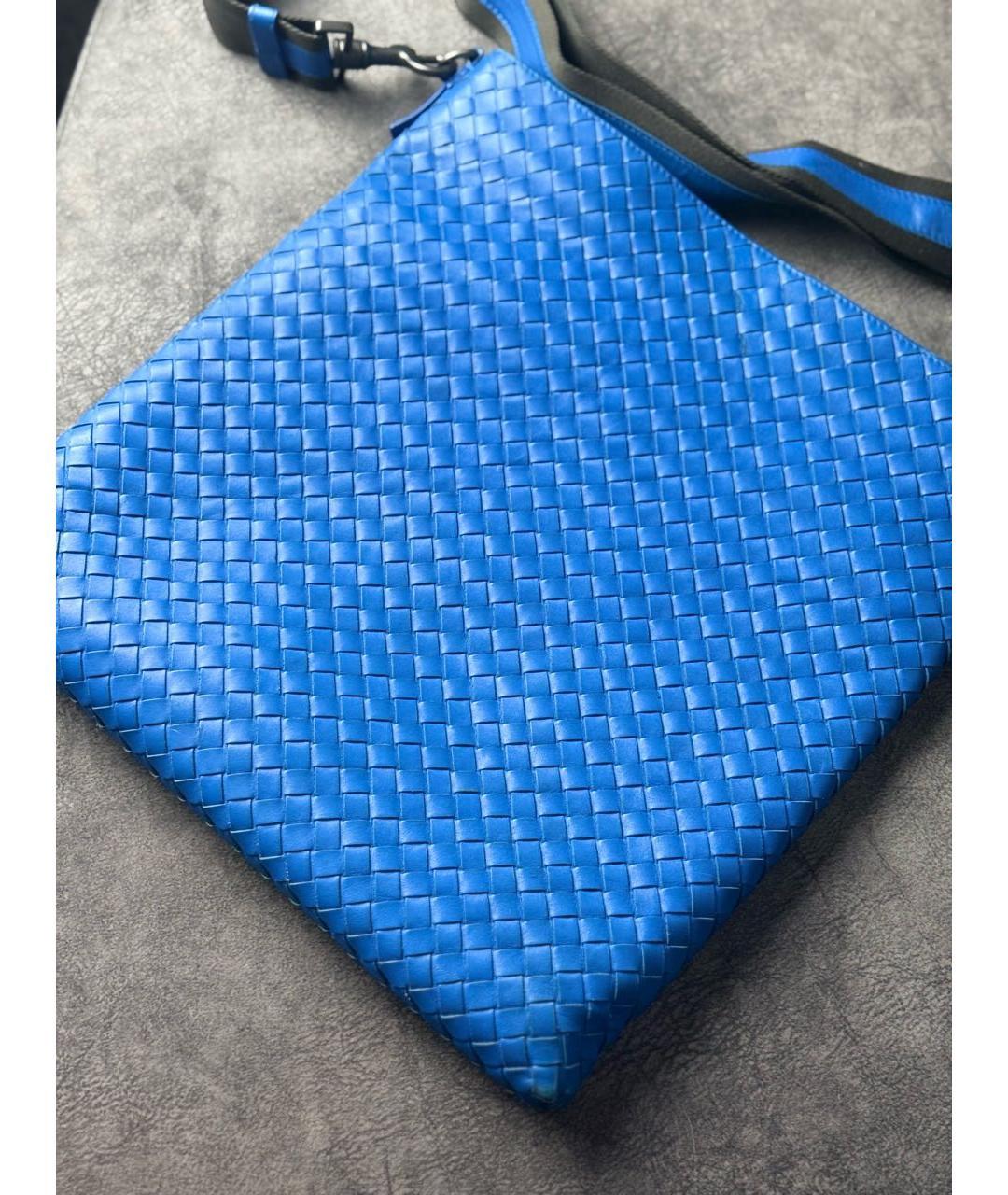 BOTTEGA VENETA Синяя кожаная сумка на плечо, фото 3