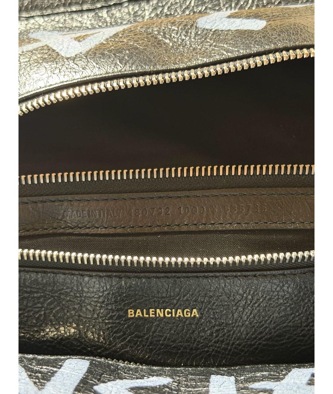 BALENCIAGA Черная кожаная сумка тоут, фото 5