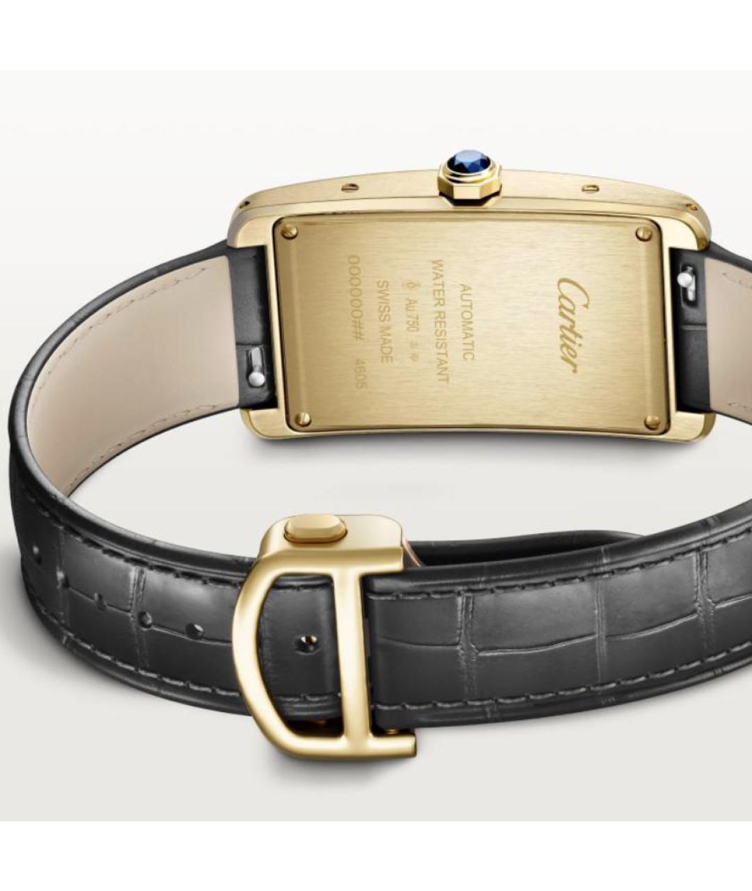 CARTIER Черные часы из желтого золота, фото 3