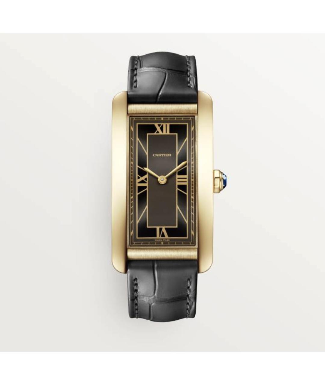 CARTIER Черные часы из желтого золота, фото 4