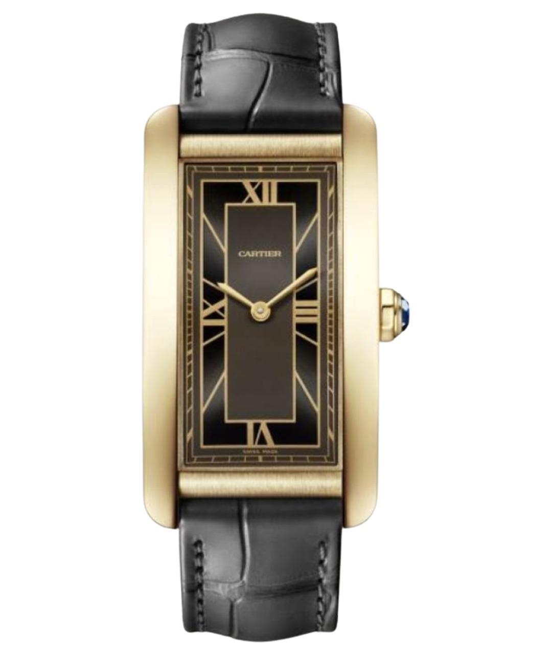 CARTIER Черные часы из желтого золота, фото 1