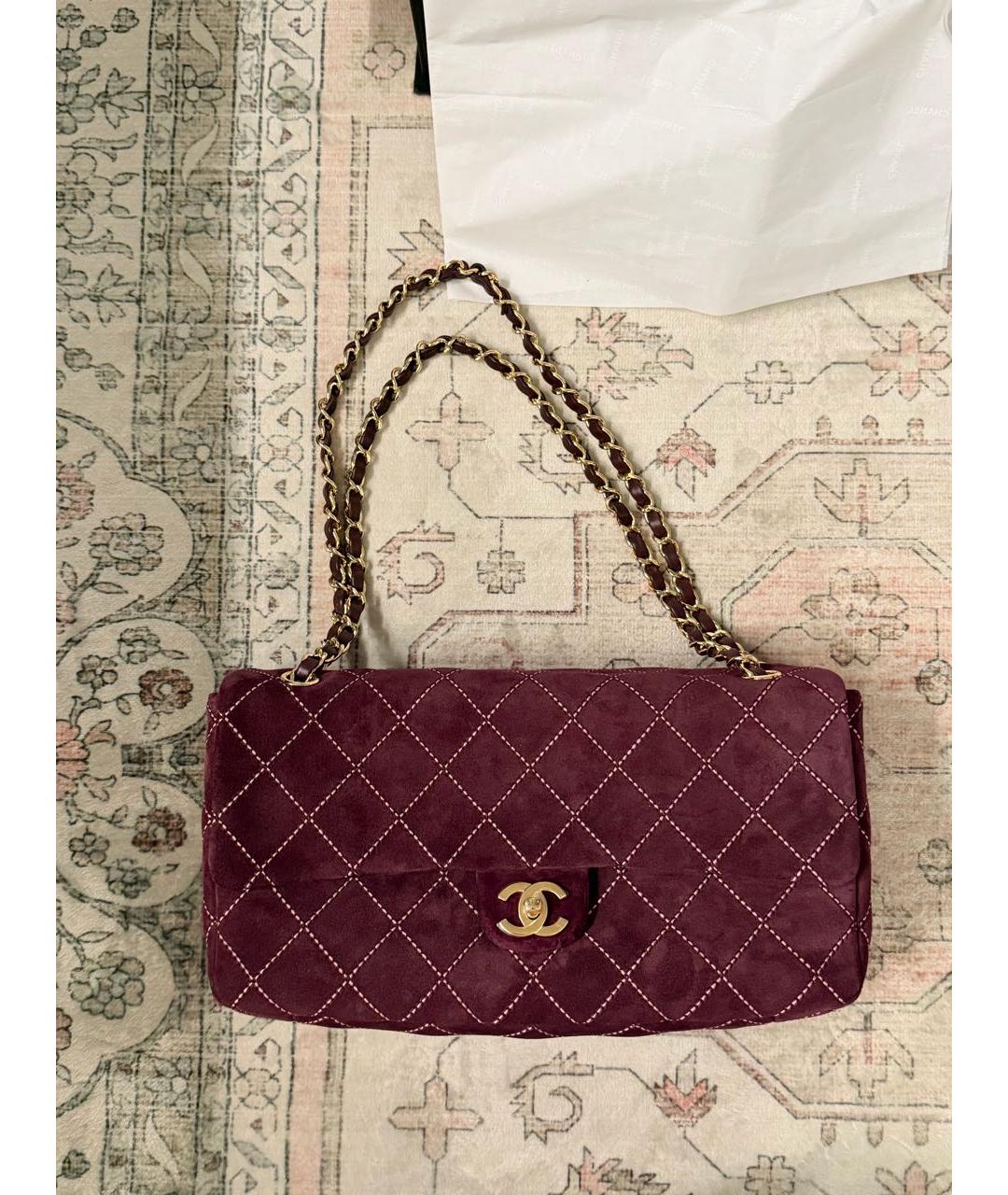 CHANEL Бордовая замшевая сумка с короткими ручками, фото 9