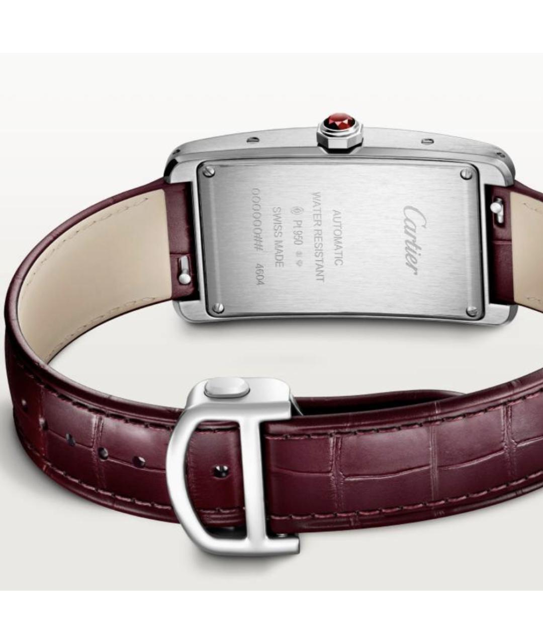 CARTIER Бордовые часы из белого золота, фото 3