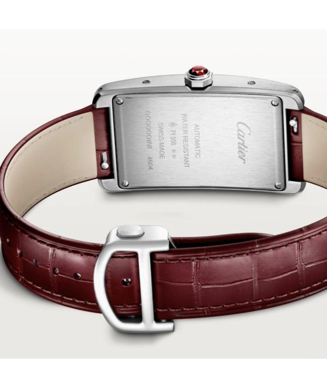 CARTIER Бордовые часы из белого золота, фото 3
