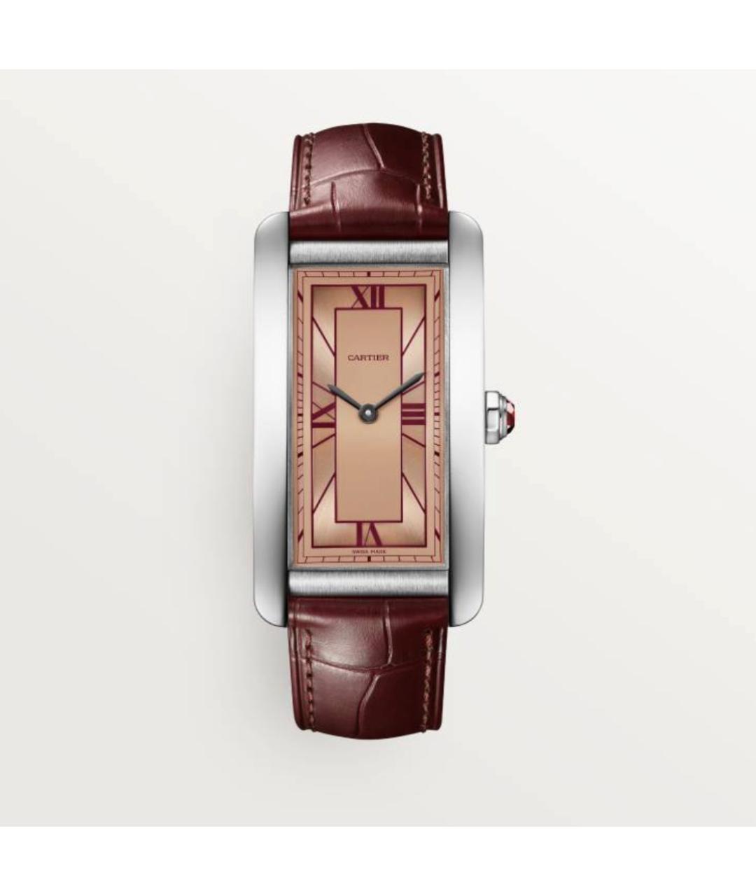 CARTIER Бордовые часы из белого золота, фото 4