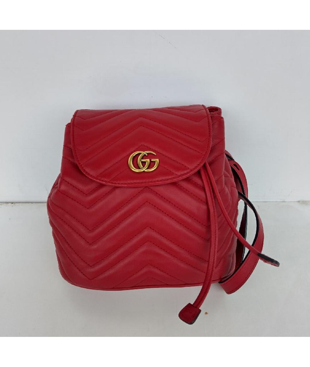GUCCI Красный кожаный рюкзак, фото 9