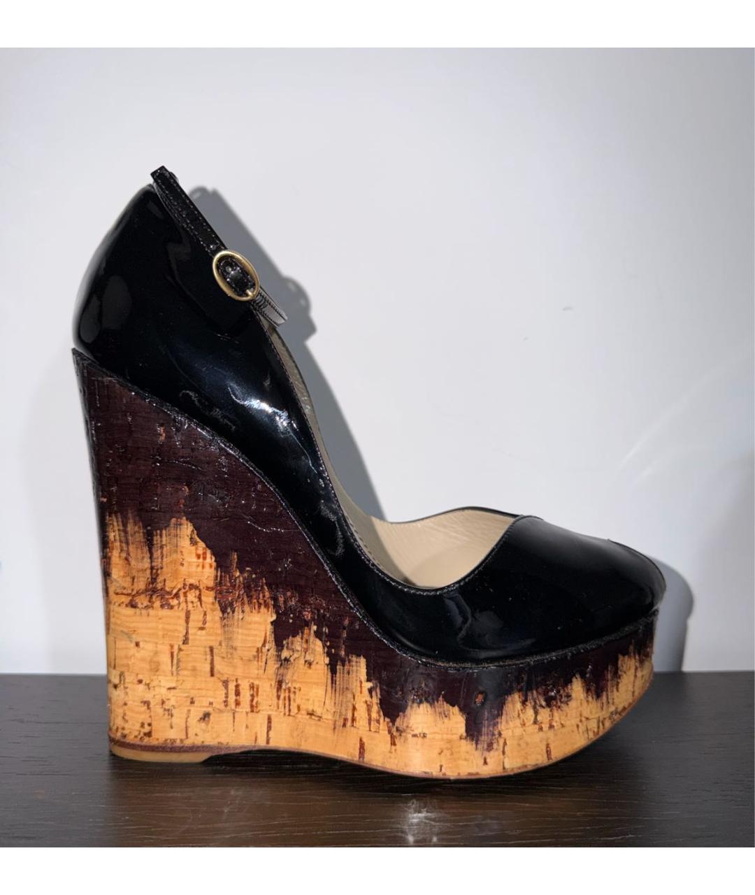 SAINT LAURENT Черные босоножки из лакированной кожи, фото 8