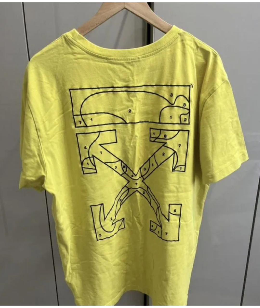 OFF-WHITE Желтая хлопковая футболка, фото 2