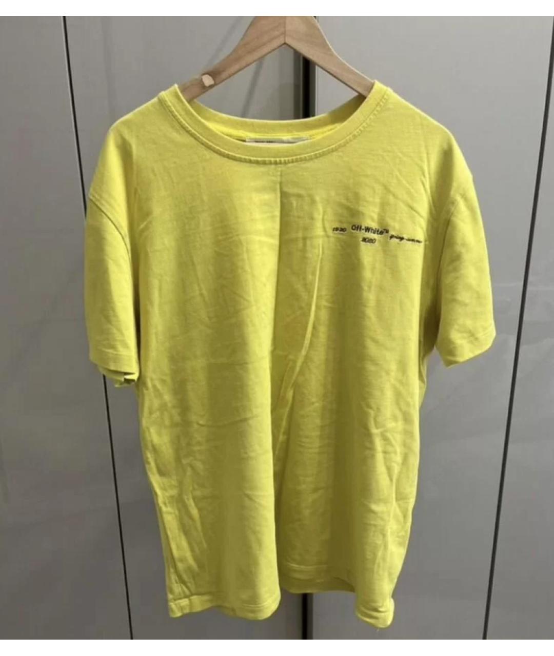 OFF-WHITE Желтая хлопковая футболка, фото 5