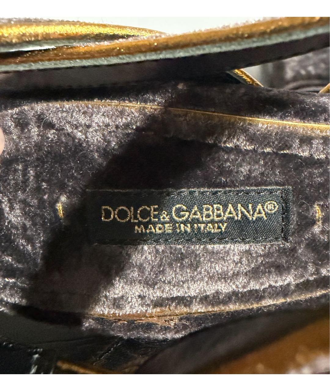 DOLCE&GABBANA Антрацитовые бархатные босоножки, фото 7