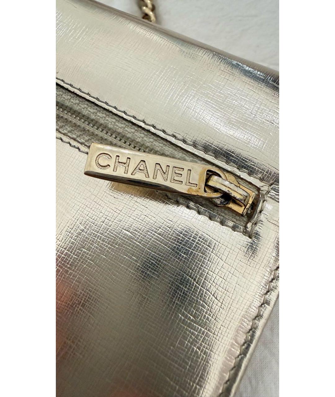 CHANEL Золотая кожаная сумка через плечо, фото 4