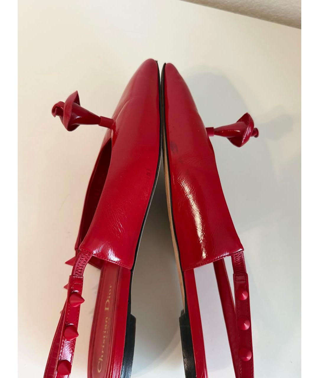 CHRISTIAN DIOR Красные балетки из лакированной кожи, фото 7