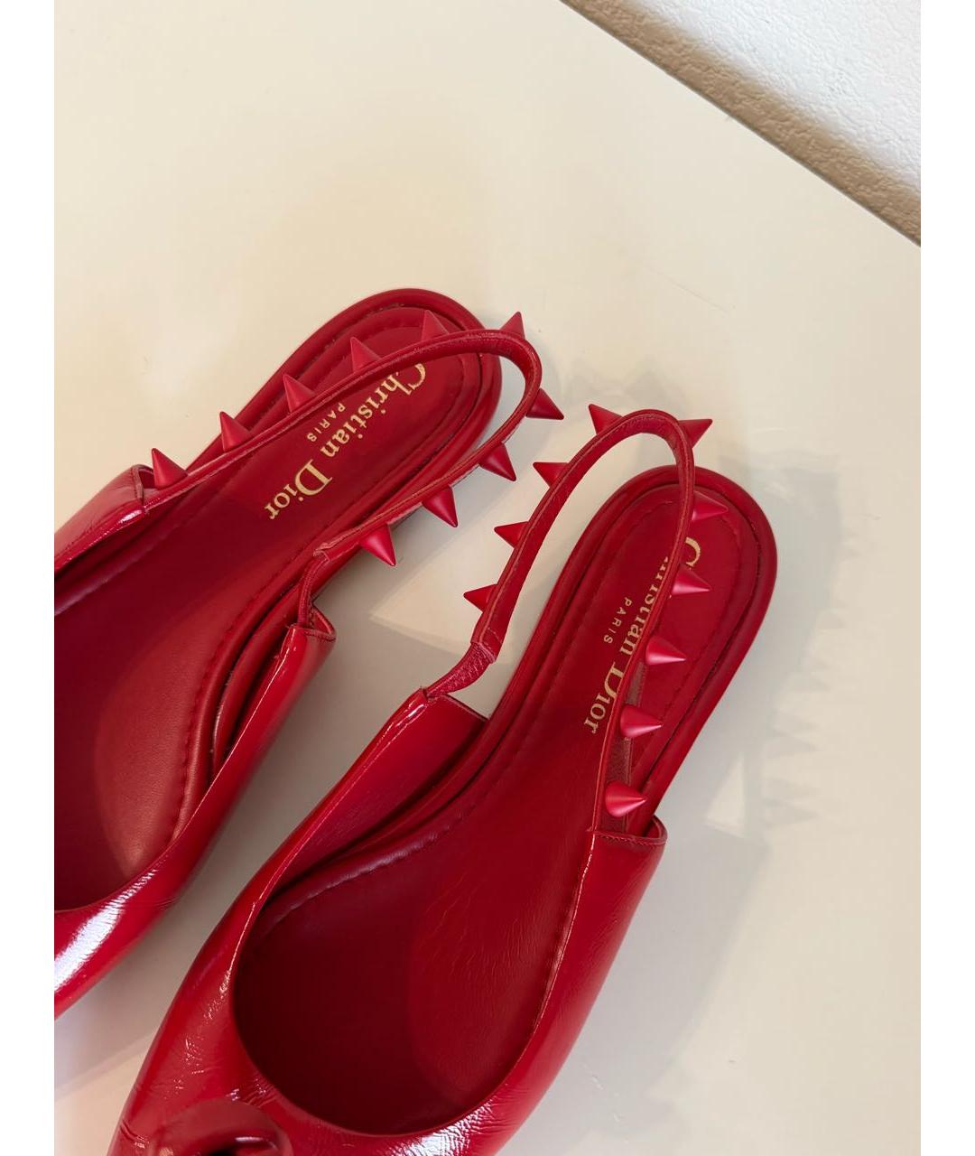 CHRISTIAN DIOR Красные балетки из лакированной кожи, фото 6