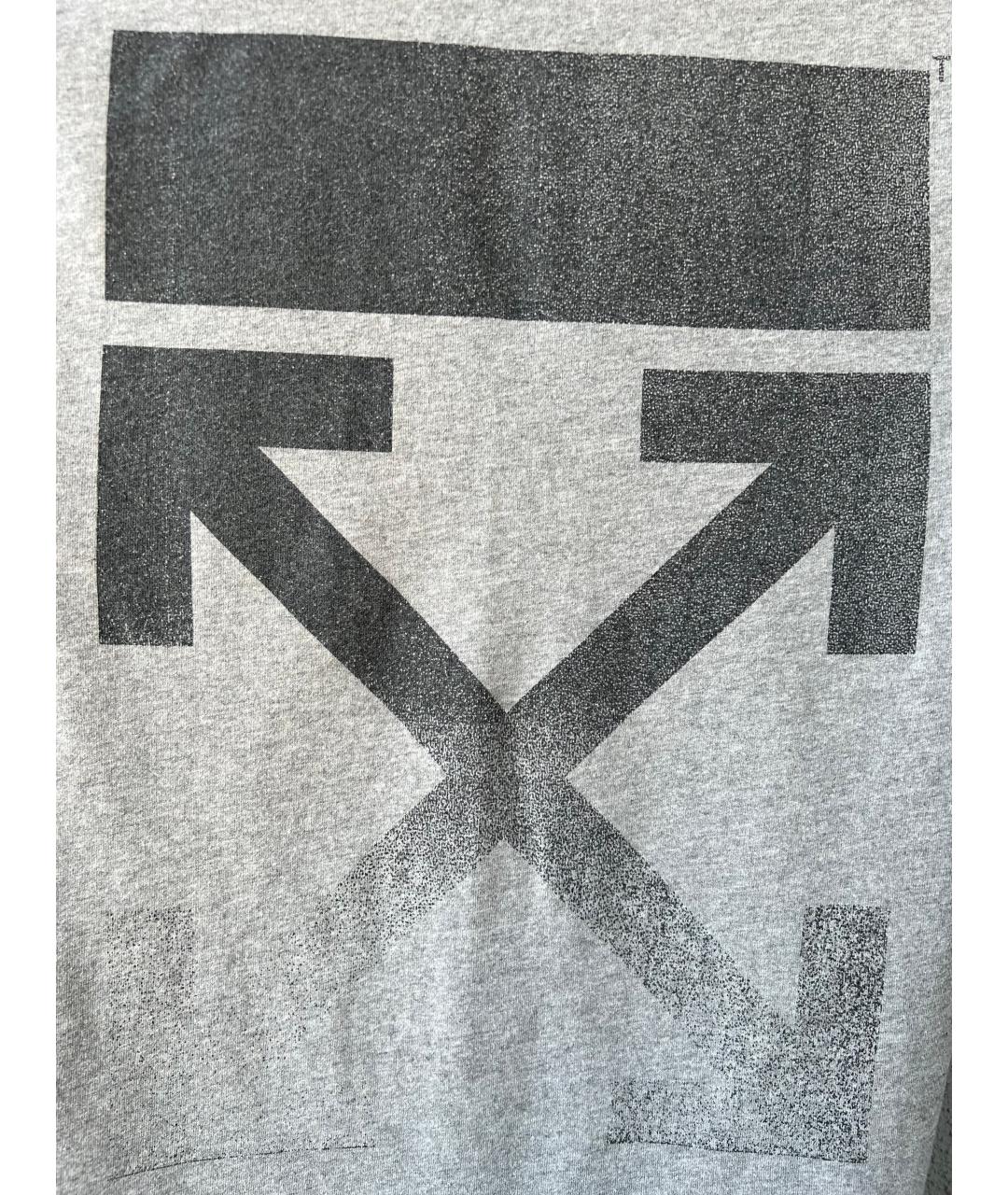 OFF-WHITE Серая хлопковая футболка, фото 7