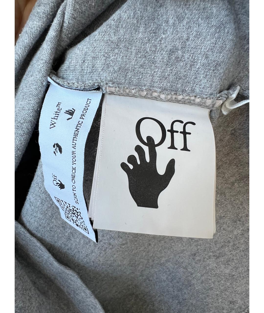 OFF-WHITE Серая хлопковая футболка, фото 4