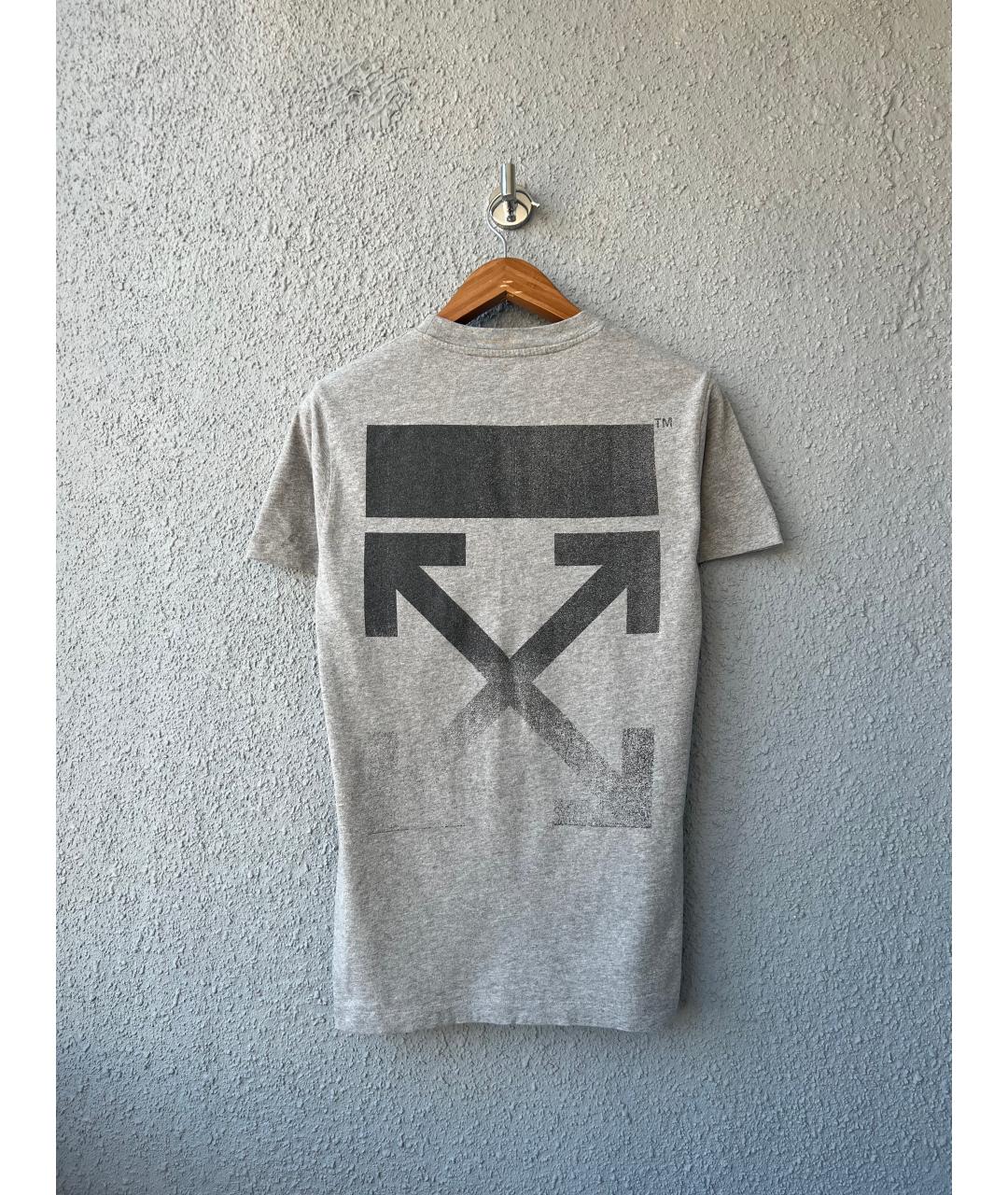 OFF-WHITE Серая хлопковая футболка, фото 2
