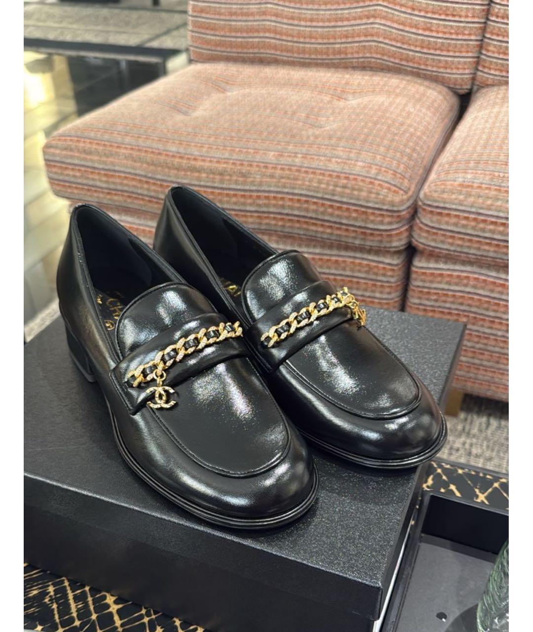 CHANEL Черные кожаные лоферы, фото 5